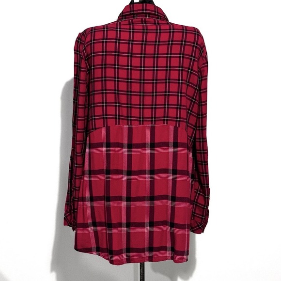 Beach Lunch Lounge‎ Black And Red Plaid Emery Button-up Flannel Shirt Large - Picture 7 of 13